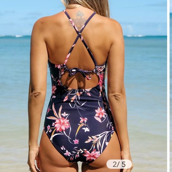 Venus One-Piece Floral Navy Swimsuit NWT - Picture 2 of 4